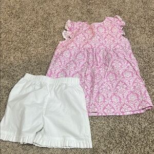 Pink Patterned Top and White Shorts Set size 5